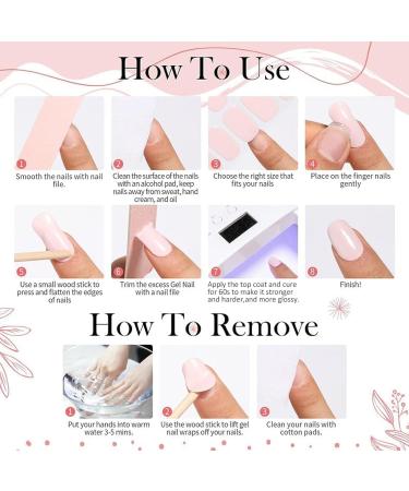 Semi Cured Gel Nail Strips - 20 High-Quality Self-Adhesive Wraps for French Manicure - Blush French Tips Included - Buy Online on GoSupps.com