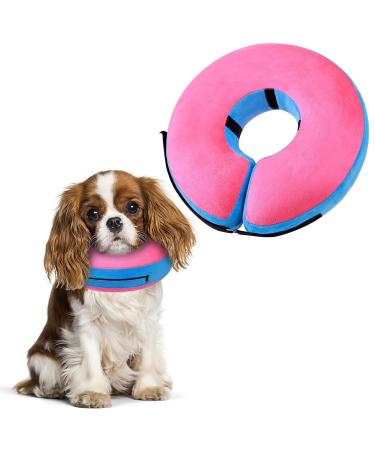 FWLWTWSS inflatable hubin dog & hewn ruff cat protective collar dog with adjustable Velcro fastener dog collar leak protection for recovery after operations or wounds for dogs (pink m) pink neck: 20.3cm- 30.5cm M