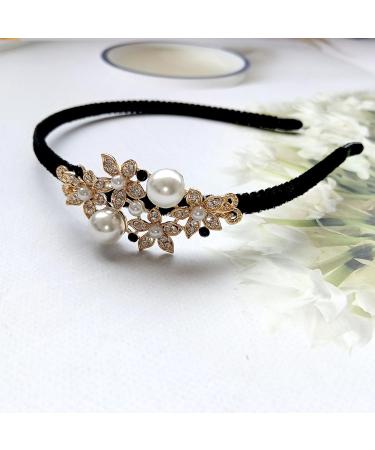 Crystal Flower Butterfly Hair Hoop Rhinestone Pearl Headband 1920s French Hair Band Vintage Velvet Hair styling Headpiece Accessories for Women(Black B) - Buy Online on GoSupps.com