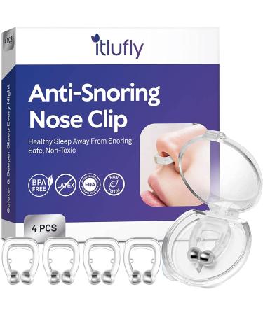 Anti Snoring Nose Clips, Nasal Clip Snore Stopper Devices Made of Comfortable Flexing Silicone with Magnets Promote Quiet Restful Sleep - Clear, Discreet, Travel-Friendly Snoring Solution (6 Pack)