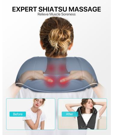 AllJOy Shiatsu Neck and Back Massage Device with Heat - Electric Shoulder & Foot Massager for Home & Office | Perfect Gift for Men & Women - Buy Online on GoSupps.com