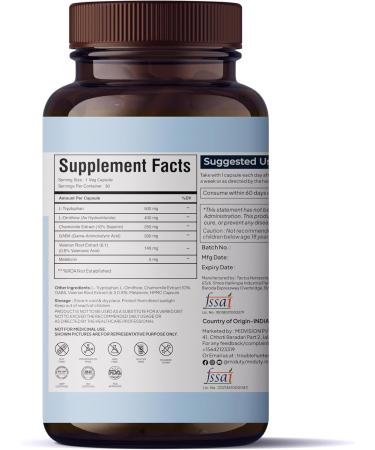 Miduty Melatonin 5mg + GABA - L-Tryptophan - L-Ornithine - Chamomile Extract - Tryptophan -Gluten Free - Non-GMO - 60 Capsules - Buy Online on GoSupps.com