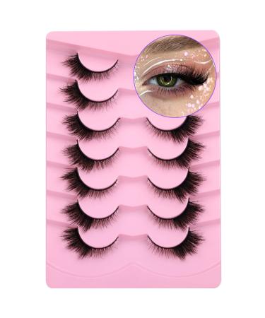 Fox Eye Lashes Natural Looking Wispy Eyelashes D Curl Fluffy Faux Mink Lashes Multi-layers Volume False Lashes 7 Pairs Pack by Mavphnee 7M