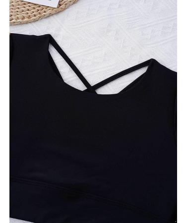 Inhzoy Girls Long Sleeve Crop Tank Top | Dance Gymnastics Yoga Shirt Black 12 - Buy Online on GoSupps.com