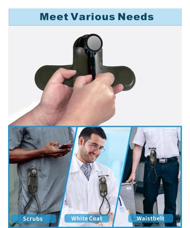 Top-Grain Leather Stethoscope Holder - Durable Magnetic Closure for Easy Access | Ideal for Doctors & Nurses | Green - Buy Online on GoSupps.com