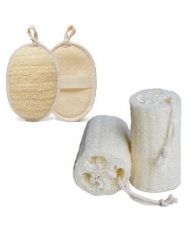 Natural Luffa swam peeling body clothes peeling loofah pad for women and men dishwasher sinks luffa (2 pieces sponge+2 pieces pads)