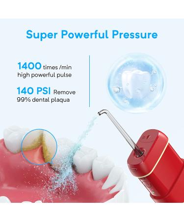 Enpuly Cordless Water Flosser for Teeth - Rechargeable Dental Oral Irrigator with 5 Jet Tips, 3 Modes, IPX8 Waterproof - Portable for Travel & Home Use (Red Gold) - Buy Online on GoSupps.com