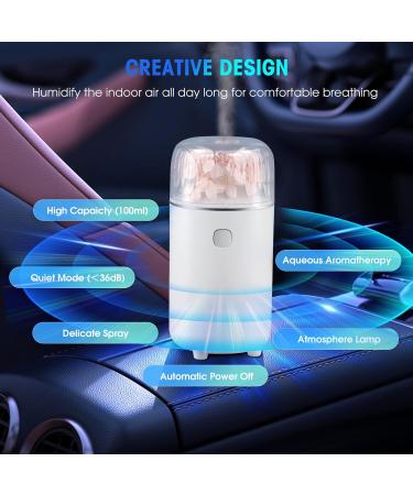 Weigudoc Auto Aroma Diffuser for Essential Oils - 100ml Aromatherapy Diffuser with 7 Color Light | USB Charging for Car Office Home & Yoga (White) - Buy Online on GoSupps.com