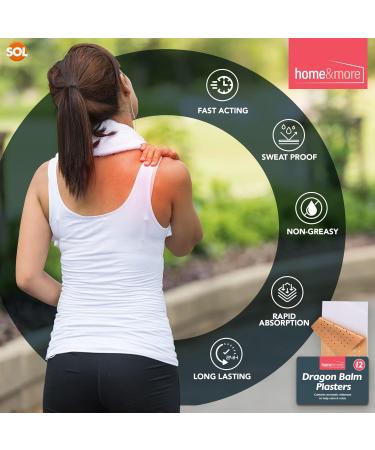 12pk Dragon Balm Plasters | Adhesive Heat Patches for Back, Neck, Shoulder & Muscle Pain | Knee Arthritis Relief | Self-Adhesive Heat Patch 15cm - Buy Online on GoSupps.com