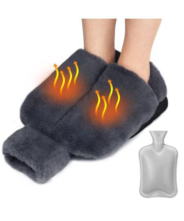 Foot warmer hot bottle for feet coatcool foot warmer without electricity 2 in 1 foot heat bottle hot water bottle with reference for women men children soft warm winter footrest hand warmers for office living room 30x35cm