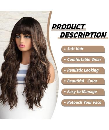 Shop Testar Brown Wig for Women - Dark Brown & Blonde Mixed Thick Curly Wavy Heat-Resistant Synthetic Hair for Daily & Party Use - Buy Online on GoSupps.com