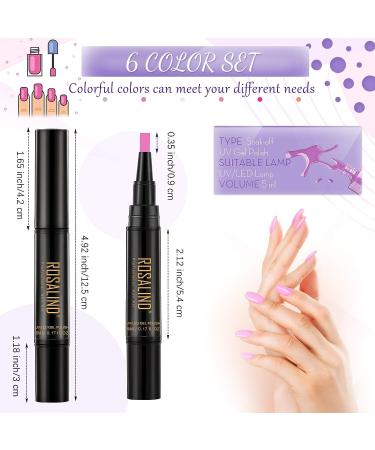 6-Piece Nail Polish Pen Set | One Step UV LED Gel Nail Varnish | Nail Design Tools for Women and Girls | Elegant Light Color | No Base or Top Coat Needed - Buy Online on GoSupps.com