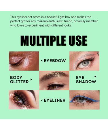 Colored Eyeliners Liquid Eye Shadow Pigmented Eye Liner 6 Colors | Long Lasting Glitter Eyeshadow Waterproof Shimmer Eyeliner Eye Glitter for Festival Eye Makeup Rowces - Buy Online on GoSupps.com