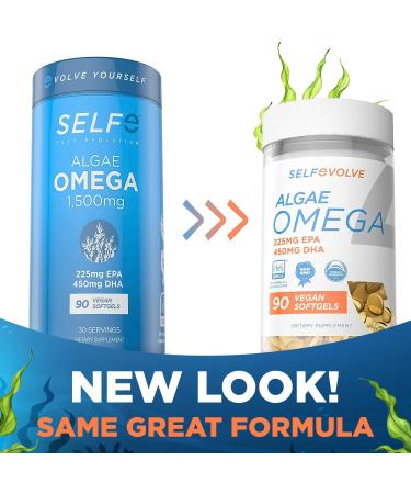 selfevolve Algae Omega 3 1 500mg - Vegan Supplement with Patented Life's Omega 3 - High Dose EPA & DHA - Better Than Fish Oil - Supports Heart Brain Joint Health - 90 Vegan Softgels - Buy Online on GoSupps.com