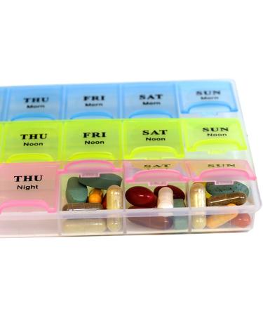 21 Compartments Pill Organizer Box - Weekly AM/PM Medicine Remainer for Pills & Vitamins | Inspirations - Buy Online on GoSupps.com