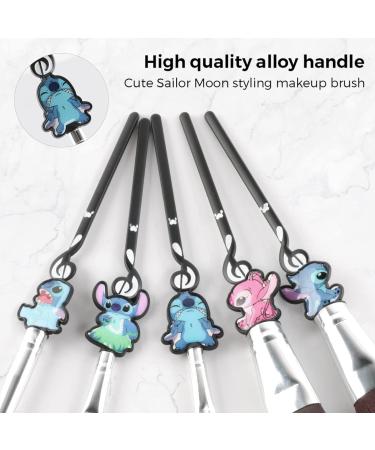 5-Piece Stitch Makeup Brush Set | Kawaii Cosmetic Brushes for Powder, Eyeshadow, Blush, Lips | Portable Gift for Girls and Women - Buy Online on GoSupps.com