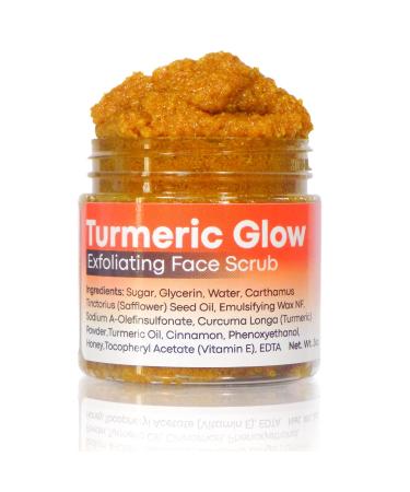 Joli Noir - Brightening Turmeric Scrub With Honey  Cinnamon & Vitamin E - Fragrance Free Exfoliating Face Sugar Scrub - For Acne  Hyperpigmentation & Dullness