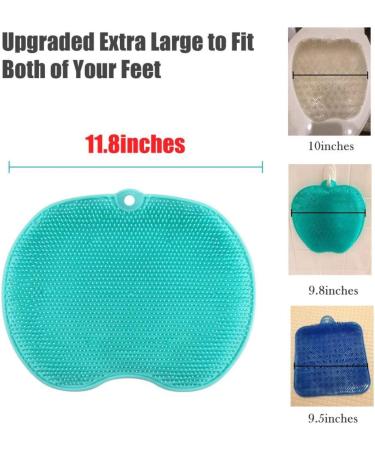 Extra Large Shower Foot Scrubber Massager with Non-Slip Suction Cups - Increase Circulation & Exfoliation - Soft Bristles - 11.8 x 9.5 Inches - Green - Buy Online on GoSupps.com