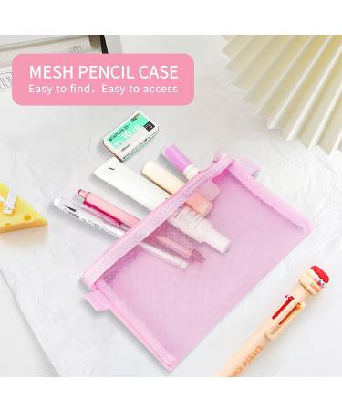 Classycoo Mesh Pen Bag 5 PCS Zipper Mesh Pencil Bags Multifunctional Makeup Bag A-5 Colors - Buy Online on GoSupps.com