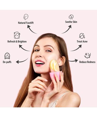 Ice Milo Face & Eye Roller - Tighten Pores, Contour & Prevent Puffiness - Nectarine Pink - Buy Online on GoSupps.com