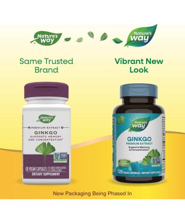 Nature's Way Ginkgo Biloba 120 Vegan Capsules - Boost Memory & Focus - Buy Online on GoSupps.com