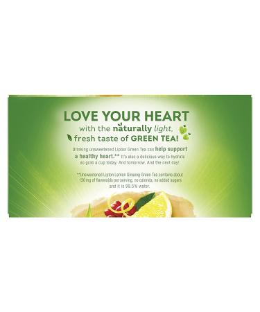 Lipton Lemon Ginseng Green Tea Bags 1.13oz 20 Count - Pack of 6 | Supports a Healthy Heart - Buy Online on GoSupps.com