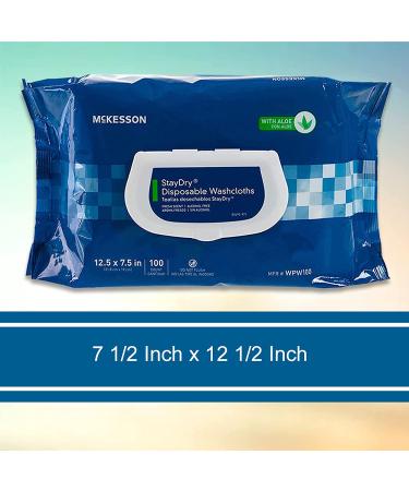 McKesson StayDry Adult Disposable Wipes with Aloe - 100 Count Pack - Alcohol-Free Incontinence Essentials - Buy Online on GoSupps.com