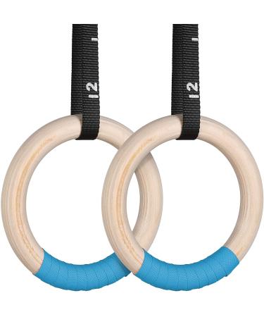 N A Gymnastic Rings, Wooden, 15ft Adjustable Straps,32mm, Gym Equipment for Cross-Training Workout, Gymnastics, Strength Training, Pull Ups and Dips (Set of 2)