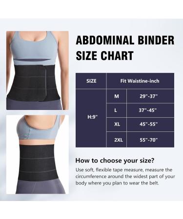 Elastic Abdominal Binder for Umbilical Hernia Support - Universal Stomach Compression Wrap for Men & Women | Black Large - Buy Online on GoSupps.com