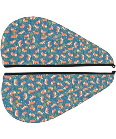 Hair Towel Wrap with Button | Quick-Drying Corgi Flower Turban | International Shipping Available - Buy Online on GoSupps.com