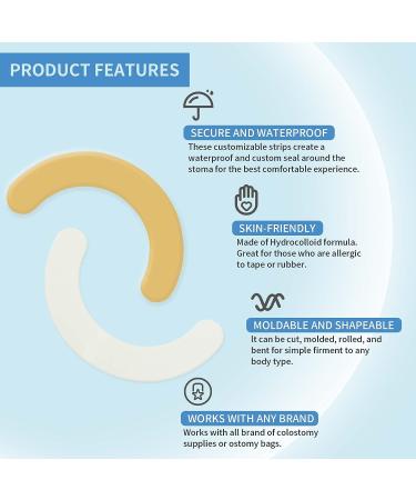 20 Pcs Hydrocolloid Skin Barrier Strips - Ostomy Supplies for Colostomy Bags - Waterproof Half Rings for Sealing Ostomy Bag - Buy Online on GoSupps.com