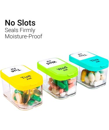 Daviky Smart XL 7 Day Pill Organizer - Weekly AM PM Pill Cases - Large Pill Box Holder for Twice a Day Medication - Buy Online on GoSupps.com