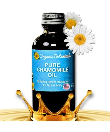 Organic Botanicals Pure Organic Chamomile Oil - USDA Certified Premium Grade Natural Therapeutic Oil for Body Skin Face Hair & Massage Therapy - Relaxing Bath & DIY Infused Flower Extract (2 oz) 2 Fl Oz (Pack of 1)