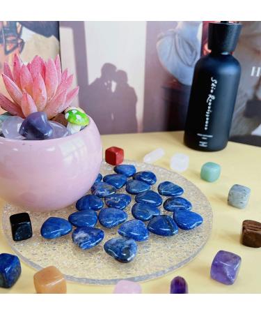 XIANNVXI 15 Pcs Blue Sodalite Crystal Heart Stones Set for Reiki Healing - Natural Gemstones Love Puff Palm Pocket Stones - Buy Online on GoSupps.com