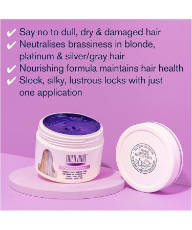 Purple Hair Mask for Blonde, Platinum, Bleached, Silver, Gray Hair + Detangling Brush Bundle | Neutralize Yellow Tones, Condition Dry Hair | Cruelty-Free & Vegan - Buy Online on GoSupps.com