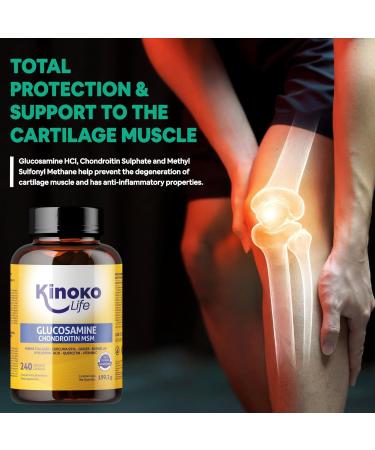 Kinoko Life Glucosamine & Chondroitin - 240 Capsules with MSM Marine Collagen Turmeric & More for Joint Health - Buy Online on GoSupps.com