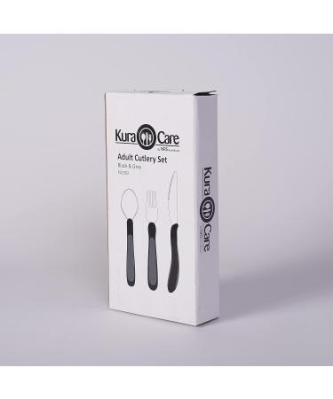 NRS Healthcare Kura Care Easy Grip Adult Cutlery Set - Black & Grey | Single Pack - Buy Online on GoSupps.com