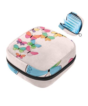 Portable women's binding-storage bags menstrual cup pocket female menstrual pads bags for teenage girls tampons for the first period colorful butterflies