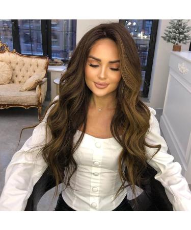 Alanhair Long Curly Wave Honey Brown Lace Wig for Women - Heat Resistant Synthetic Wig for Daily & Cosplay - Natural & Glueless - Buy Online on GoSupps.com
