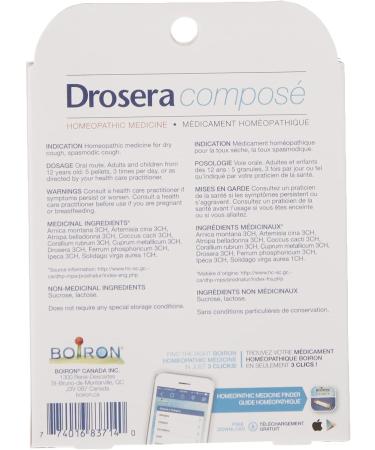 Boiron Drosera Compose Dry Cough Relief Spasmodic Cough 12 Gram - Buy Online on GoSupps.com