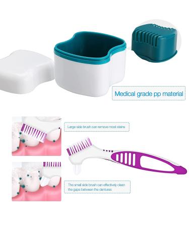 Faruijie Retainer Cleaner Case - Denture Bath Container with Basket and Brush (2 Pack) - Buy Online on GoSupps.com