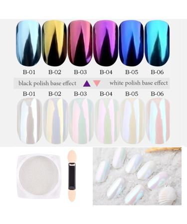 6 Colors White Pearl Chrome Nail Powder Kit | Holographic Mermaid Pigment for Stunning Nail Art - Iridescent & Pearlescent Effects - Buy Online on GoSupps.com