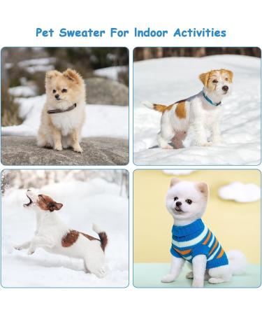 Lyneun Small Dog Jumper Striped Dog Sweater Warm Knitted Sweater Coat Soft Puppy Jumper Dog Winter Clothes Cute Warm Dog Pullover for Small Dog and Cat (Large Blue) Large Blue - Buy Online on GoSupps.com