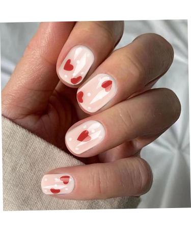 1 Box Press on Nails Cute Heart Fake Nails with Glue Short Press on Nails Reusable Glue on Nails Full Cover Square Press on Nails for Women Girls DIY Manicure Decoration Press on Nails - Buy Online on GoSupps.com