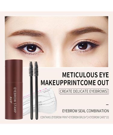 Eyebrow Stamp and Stencil Kit with 10 Reusable Stencils and 2 Brushes - Natural Brown - Buy Online on GoSupps.com