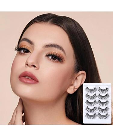 Russian Strip Lashes False Eyelashes 16mm D Curly Cat Eye Natural False Lashes Fluffy Wispy Russian Lashes Strip Lashes 5 Pairs Soft Eye Lash Reusable Fake Eyelashes - Buy Online on GoSupps.com