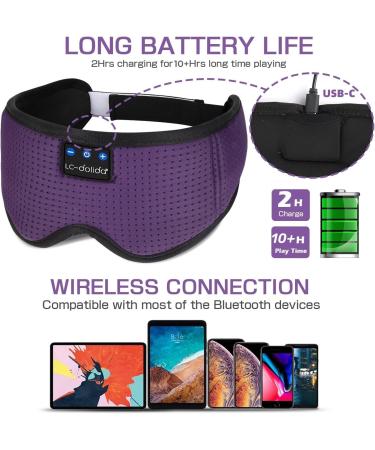 LC-dolida Bluetooth Sleep Mask with Headphones for Side Sleepers - Dark Purple - Buy Online on GoSupps.com