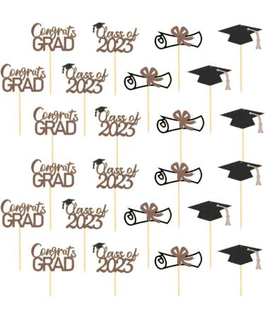 Fulenyi 2023 Cake Toppers Cupcake Toppers with Graduation Pack of 24 Glitter Class of 2023 Graduation Caps Cupcake Picks for Party Cake Decorations Gold - Buy Online on GoSupps.com