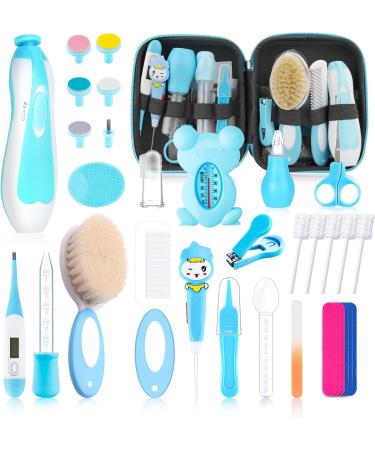 19PCS Baby Healthcare & Grooming Kit | Upgraded Safety Set for Newborns | Electric Nail Filer | Blue Color - Buy Online on GoSupps.com