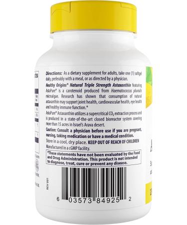 Healthy Origins Astaxanthin Triple Strength 12mg - 60 Softgels | Antioxidant Support - Buy Online on GoSupps.com